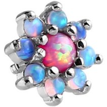 Steel Opal Flower Dermal Anchor Attachment