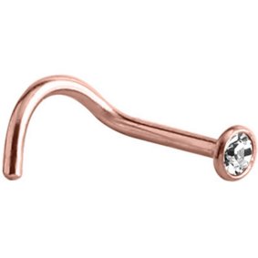 PVD Rose Gold on Steel Bezel Set Jewel Nose Stud