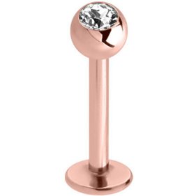 1.2mm Gauge PVD Rose Gold Jewelled Labret