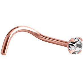 PVD Rose Gold Claw Set Jewelled Nose Stud