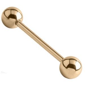 1.6mm Gauge PVD Gold on Titanium Barbell