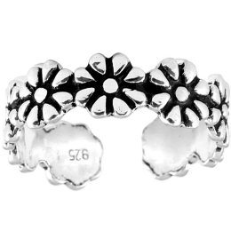 Sterling Silver Toe Ring - Flowers