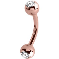 1.6mm Gauge PVD Rose Gold Jewelled Banana with Equal Balls