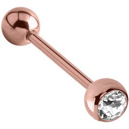 1.6mm Gauge PVD Rose Gold on Steel Jewelled Barbell