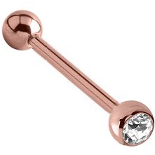 1.2mm Gauge PVD Rose Gold on Steel Jewelled Barbell