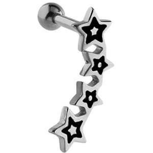 Steel Four Stars Ear Stud