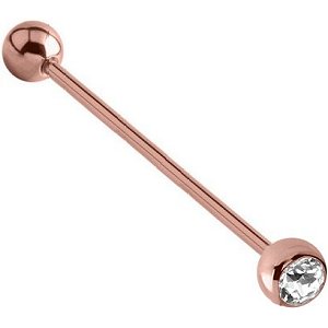 PVD Rose Gold Jewelled Industrial Scaffold Barbell