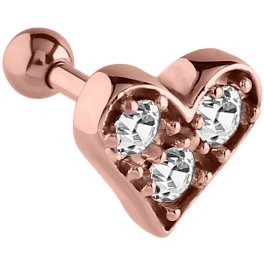 PVD Rose Gold Multi-Jewelled Heart Ear Stud