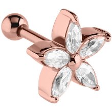 PVD Rose Gold Jewelled Starflower Ear Stud