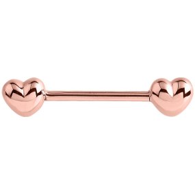 PVD Rose Gold Hearts Nipple Barbell