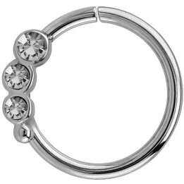 Triple Jewelled Steel Continuous Ring