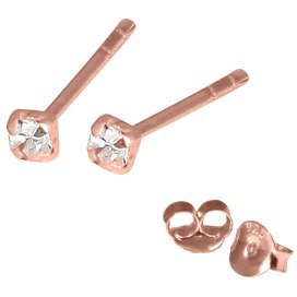 PVD Rose Gold on Sterling Silver Jewelled Ear Studs