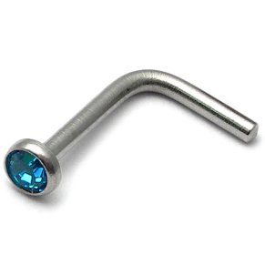 L-Shaped Jewelled Titanium Nose Stud