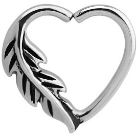 Feather Heart-Shaped Steel Continuous Ring