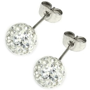 Epoxy-Coated Crystal Ball Ear Studs