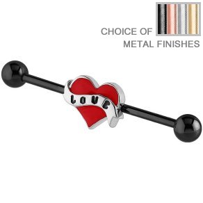 Industrial Scaffold Barbell - Red Love Heart