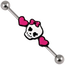 Industrial Scaffold Barbell - Pink Skull & Hearts