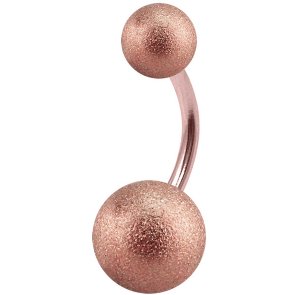 1.6mm Gauge PVD Rose Gold Banana with Unequal Shimmer Balls