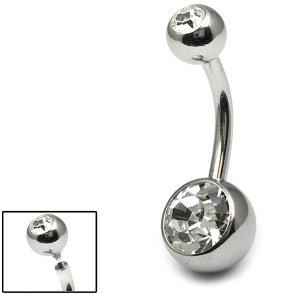 Titanium Double Jewelled Belly Bar - Internally-Threaded