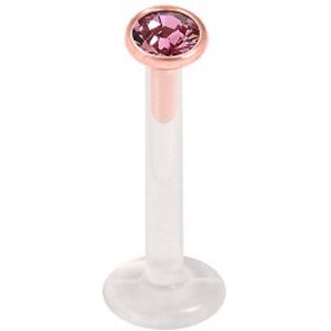Bioflex Push-on Labret with PVD Rose Gold Encased Jewel