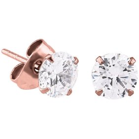 PVD Rose Gold Claw-Set Jewel Ear Studs