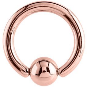 PVD Rose Gold on Titanium Ball Closure Ring