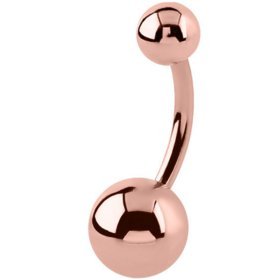 1.6mm Gauge PVD Rose Gold on Titanium Banana with Unequal Balls