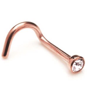 PVD Rose Gold on Titanium Bezel Set Jewel Nose Stud