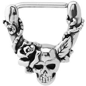 Steel Skull & Rose Nipple Clicker
