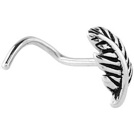 Oxidised Steel Feather Nose Stud