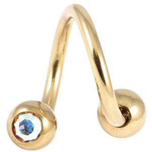 1.2mm Gauge PVD Gold on Titanium Jewelled Spiral