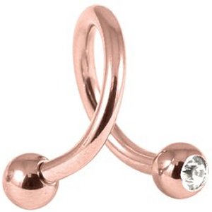 1.2mm Gauge PVD Rose Gold on Titanium Jewelled Spiral