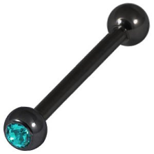 1.2mm Gauge PVD Black on Steel Jewelled Barbell