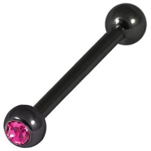 1.6mm Gauge PVD Black on Steel Jewelled Barbell