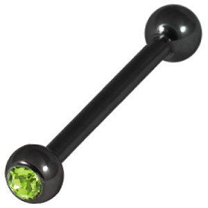 1.2mm Gauge PVD Black on Titanium Jewelled Barbell