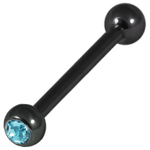 1.6mm Gauge PVD Black on Titanium Jewelled Barbell