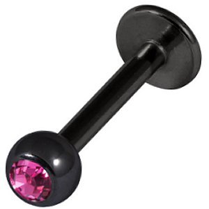 1.6mm Gauge PVD Black on Steel Jewelled Labret