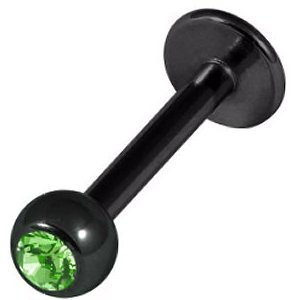 1.2mm Gauge PVD Black on Titanium Jewelled Labret