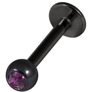 1.6mm Gauge PVD Black on Titanium Jewelled Labret