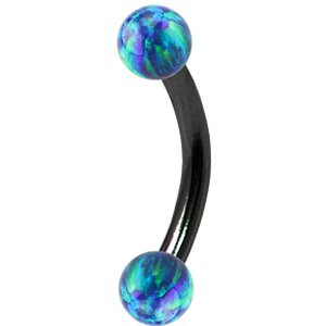 1.2mm Gauge PVD Black on Steel Banana with Equal Opal Balls