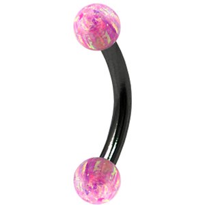 1.6mm Gauge PVD Black on Steel Banana with Equal Opal Balls