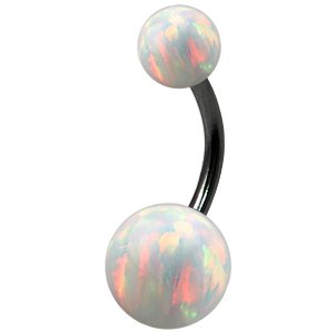 1.6mm Gauge PVD Black on Steel Banana with Unequal Opal Balls