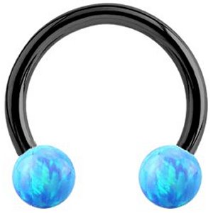 1.2mm Gauge PVD Black on Steel Circular Barbell with Opal Balls