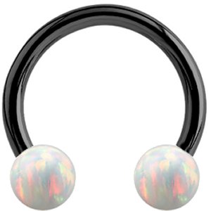 1.6mm Gauge PVD Black on Steel Circular Barbell with Opal Balls