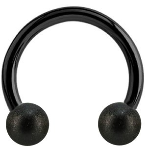 1.6mm Gauge PVD Black on Steel Circular Barbell with Shimmer Balls