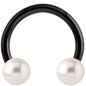 1.2mm Gauge PVD Black on Steel Circular Barbell with Pearl Balls