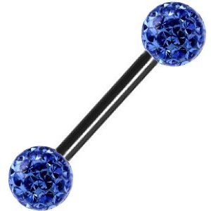 1.2mm Gauge PVD Black on Steel Smooth Glitter Balls Barbell