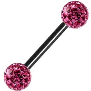 1.6mm Gauge PVD Black on Steel Smooth Glitter Balls Barbell