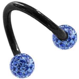 1.2mm Gauge PVD Black on Steel Spiral with Smooth Glitter Balls