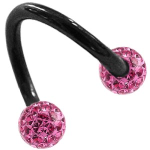 1.6mm Gauge PVD Black on Steel Spiral with Smooth Glitter Balls